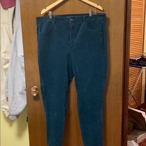 American eagle green hi rising corduroy jeggings